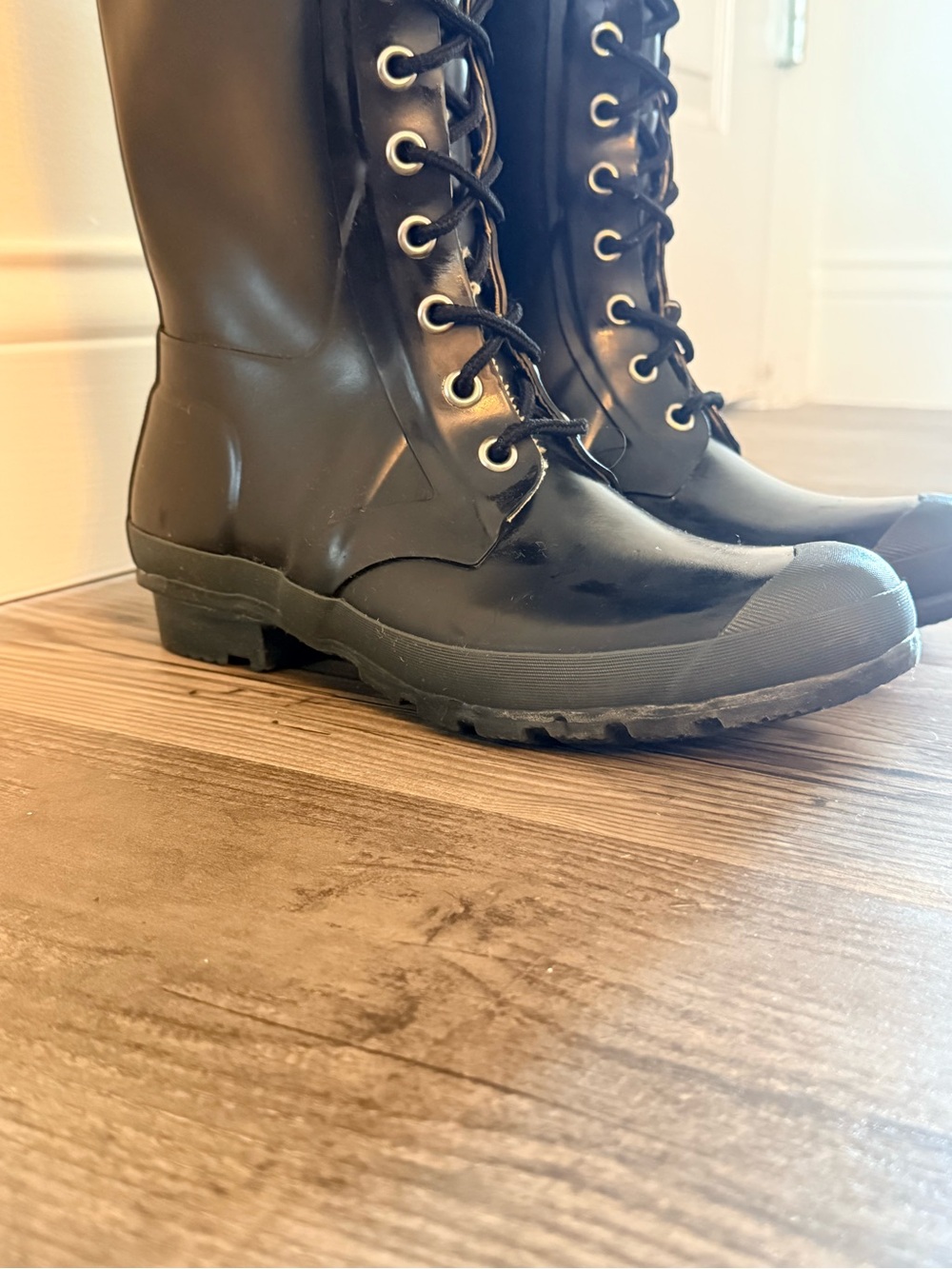 Hunter Watling Tall Lace-Up Rain Boots Knee-High- Rare-Discontinued - Picture 3 of 9